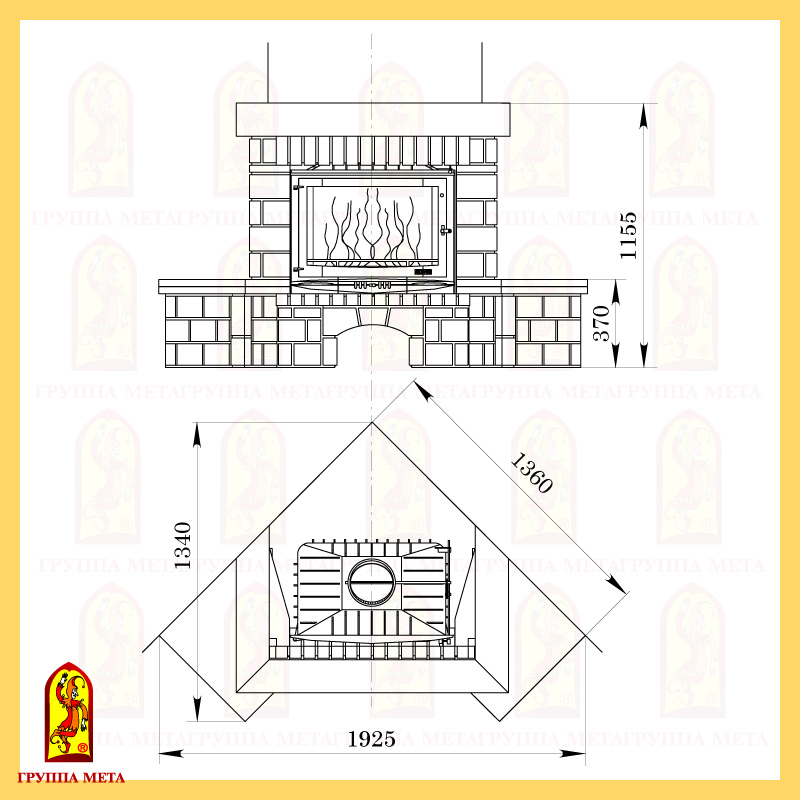 Облицовка МЕТА Амулет 800 угловой плоские топки 800