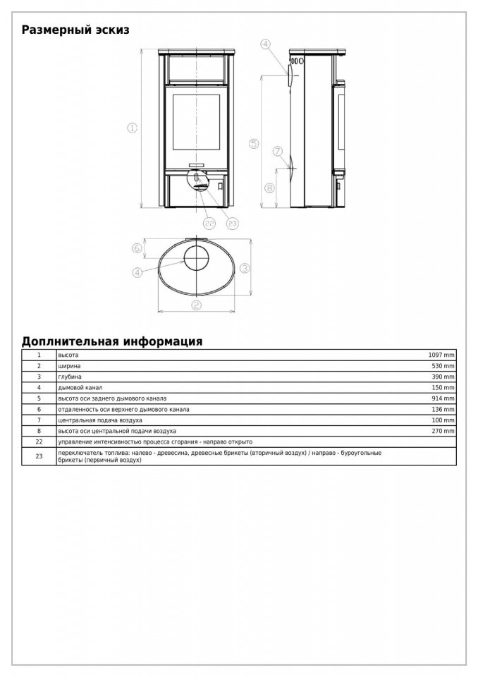 Печь-камин ABX Atlantik 5, серая сталь, тальк, с верхней плитой