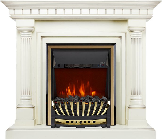 Каминокомплект Royal Flame портал Dallas Слоновая кость с патиной - очаг Aspen Gold