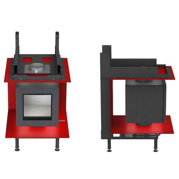 Каминная топка Brunner DF-33 модель с двойным остеклением узкой верхней рамой 02 и возможн. подключ. накопительной массы