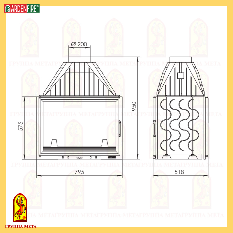 камин МЕТА Камилла DF 800 сделано в России