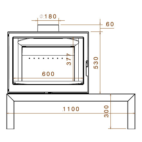 Печь Liseo Castiron LCI 7 GFLR Table два боковых стекла