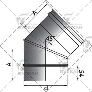 Вулкан Отвод 45° D300 без изоляции, матовый