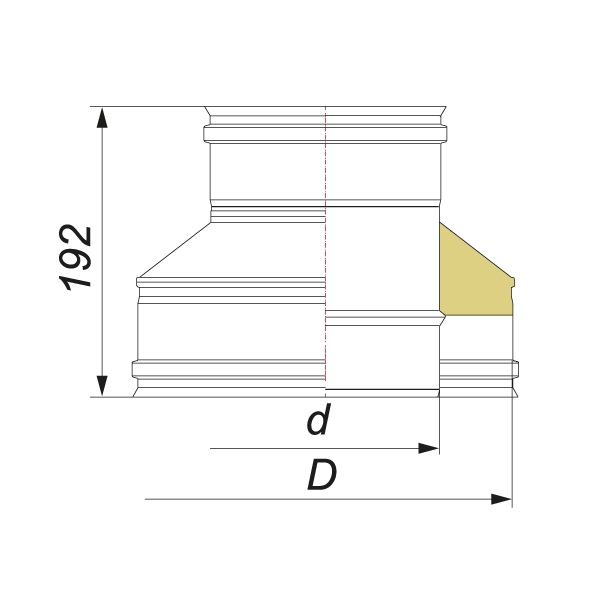 Вулкан Переходник на конус термо-моно V50R с D200/300 на D200, нерж 321/304