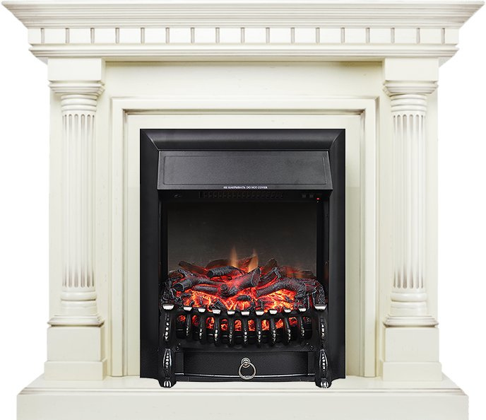 Каминокомплект Royal Flame портал Dallas Слоновая кость с патиной - очаг Fobos FX Black Каминокомплект Royal Flame портал Dallas Слоновая кость с патиной - очаг Fobos FX Black