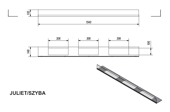 Остекление для биокамина Kratki JULIET/1800/SZYBA
