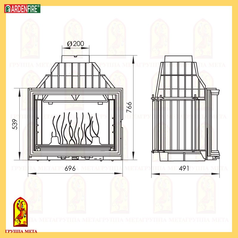 камин МЕТА Панорама 700 б/п сделано в России