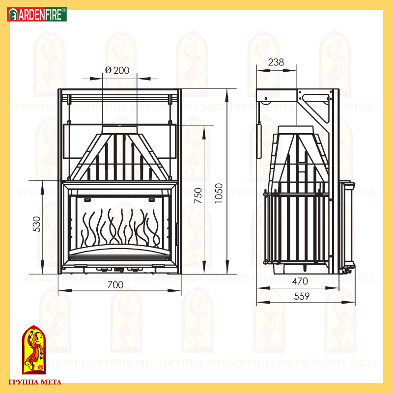 камин МЕТА Панорама 700 П сделано в России