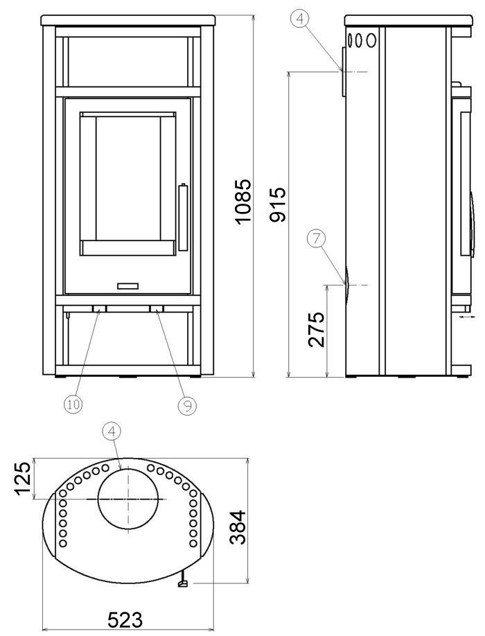 Печь-камин ABX Polar 4, бразильский песчаник, с верхней плитой