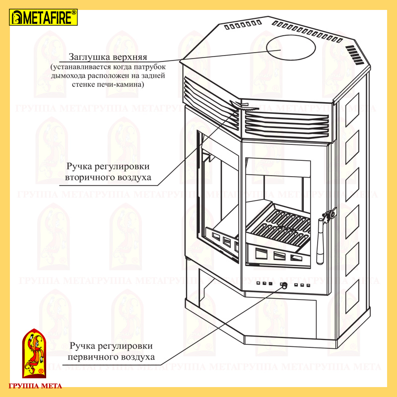 печь-камин МЕТА Варяг 9 сделано в России