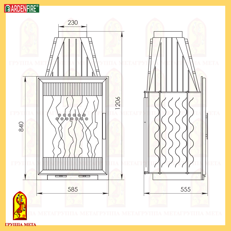 камин МЕТА Вертикаль 840 сделано в России