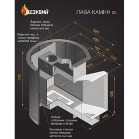 Банная печь Везувий Лава 22 (ДТ-4С) с выносом, дверка со стеклом