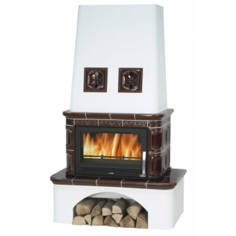 Печь-камин ABX LAPONIE, с теплообменником, коричневая (10, 5 кВт в воду), вставка СТАЛЬНАЯ