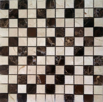 Eima Плитка мраморная Mosaik Lacio из Crema Marfil/Dark Emperador, 30x30x1