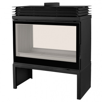 Печь Liseo Castiron LCI 9 GDF BG Stove двусторонняя, чёрное стекло
