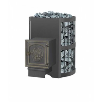 Банная печь Везувий Скиф Стандарт 16 (ДТ-4) т/о с выносом, чугунная дверка, с теплообменником