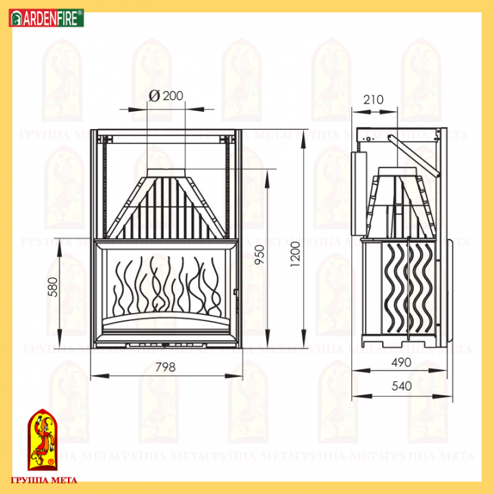 камин МЕТА КАМИЛЛА 800 П сделано в России