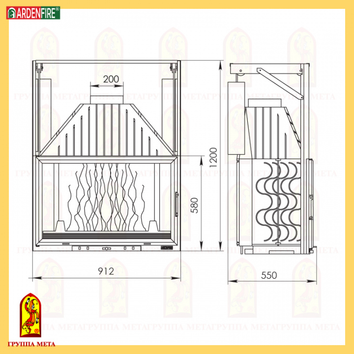 камин МЕТА КАМИЛЛА 900 П сделано в России