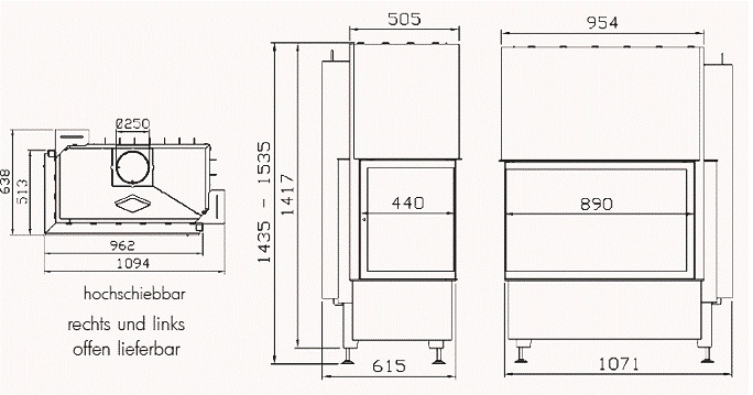 Hark Топка Radiante 550/57 LH чёрная, левая