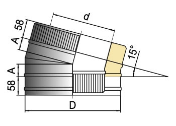 Вулкан Отвод 15° DOTH D250 с изол.50мм, нерж321/оцинк