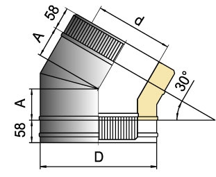 Вулкан Отвод 30° DOTH D160 с изол.50мм, нерж321/оцинк