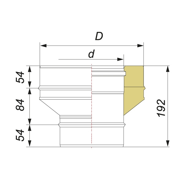 Вулкан Переходник на конус моно-термо V50R с D180 на D180/280, нерж 321/304