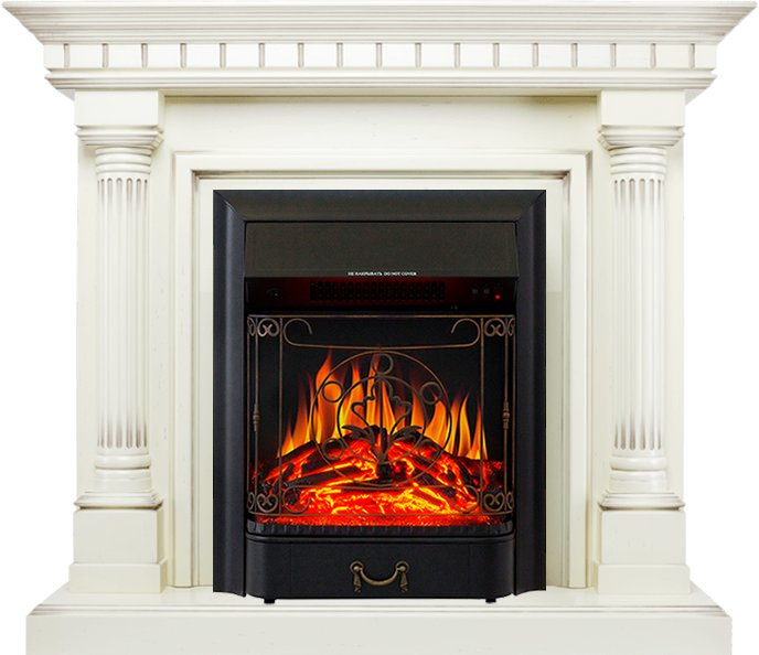 Каминокомплект Royal Flame портал Dallas Слоновая кость с патиной - очаг Majestic FX Black Каминокомплект Royal Flame портал Dallas Слоновая кость с патиной - очаг Majestic FX Black