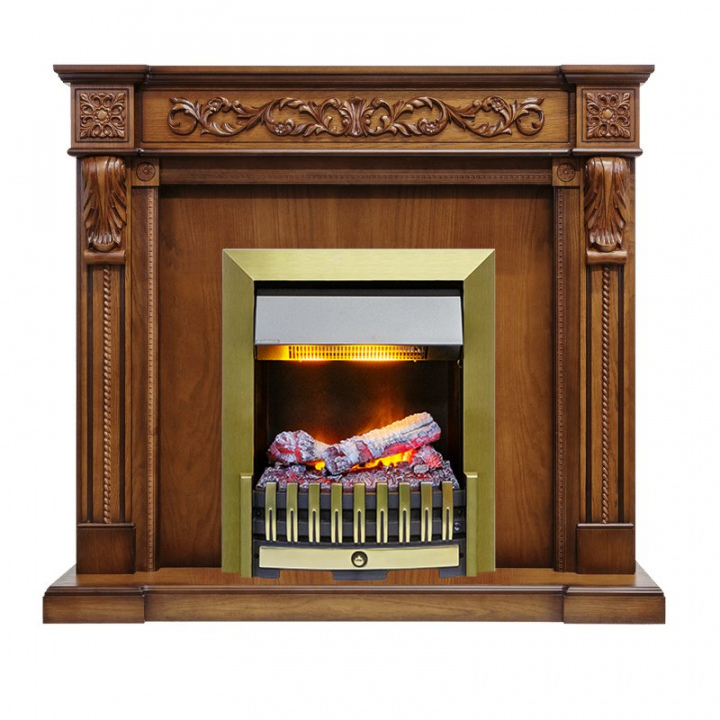 Каминокомплект Dimplex Neapol + Danville Antique Brass FB2 дуб антик