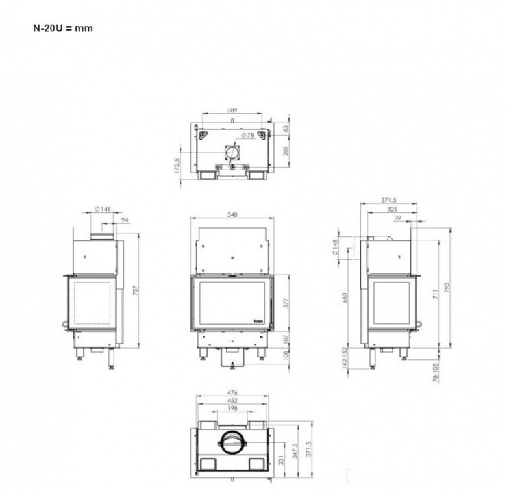 Камин Nordpeis Box + топка N-20U 9 кВт