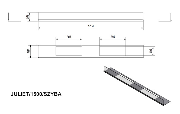 Остекление для биокамина Kratki JULIET/1500/SZYBA