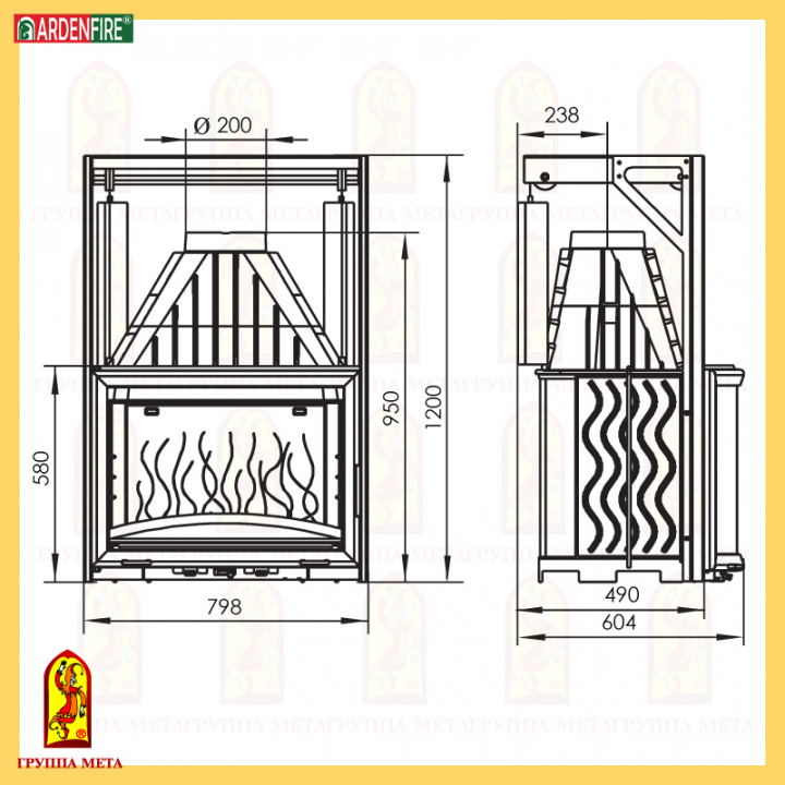 камин МЕТА Панорама 800 П сделано в России