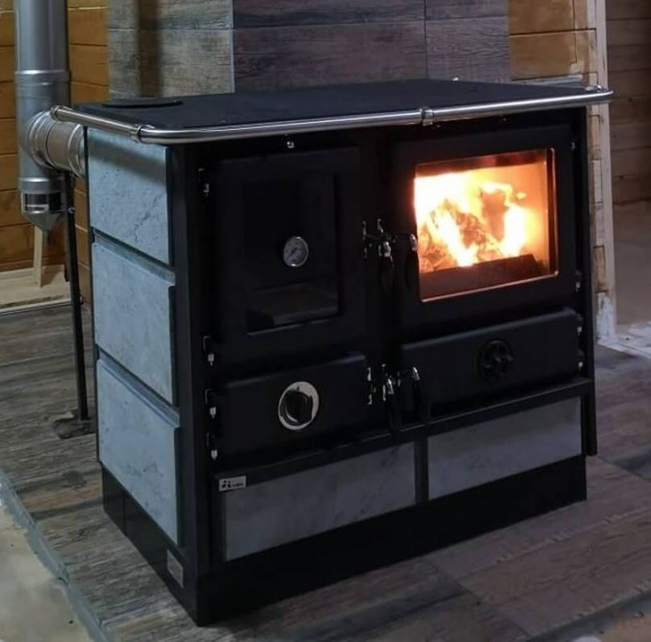 Печь-камин MBS SUPER THERMO MAGNUM L S с варочной плитой, топка слева, облицовка камнем Печь-камин MBS SUPER THERMO MAGNUM L S с варочной плитой, топка слева, облицовка камнем