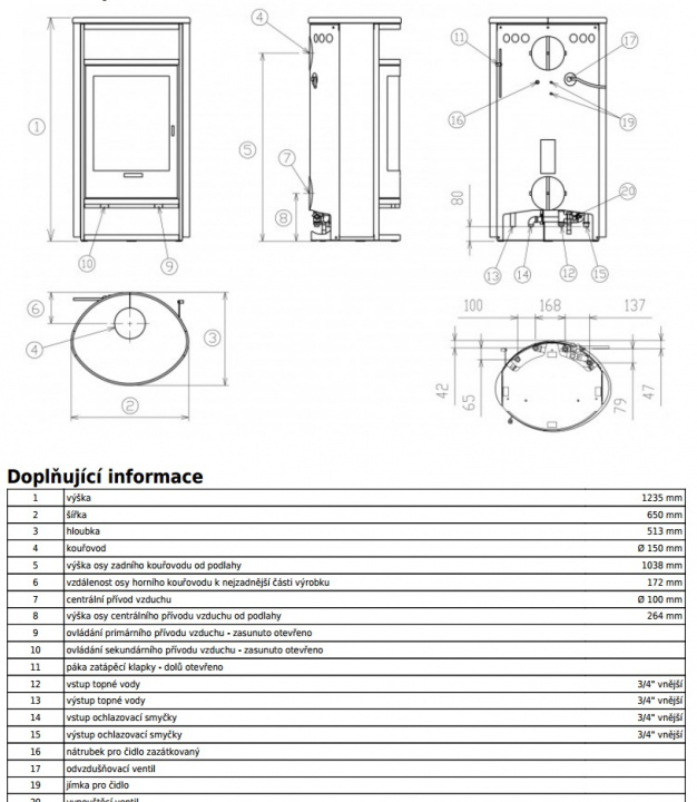 Печь-камин ABX Polar 10 Аква (6 кВт в воду, 4 кВт в воздух), серая сталь