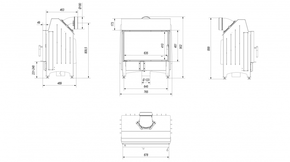 Каминная топка Kratki ZIBI/DECO 11 кВт стальная